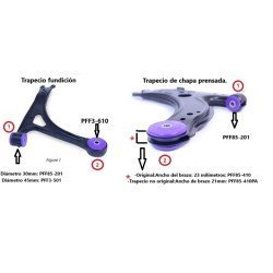Silentblock trasero del trapecio delantero.